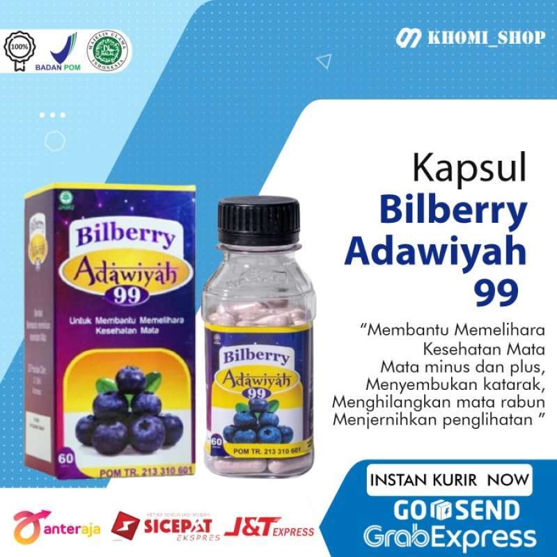Jual Obat Mata Minus Ekstrak Bilberry Adawiyah 99 Bpom 60 Kapsul di