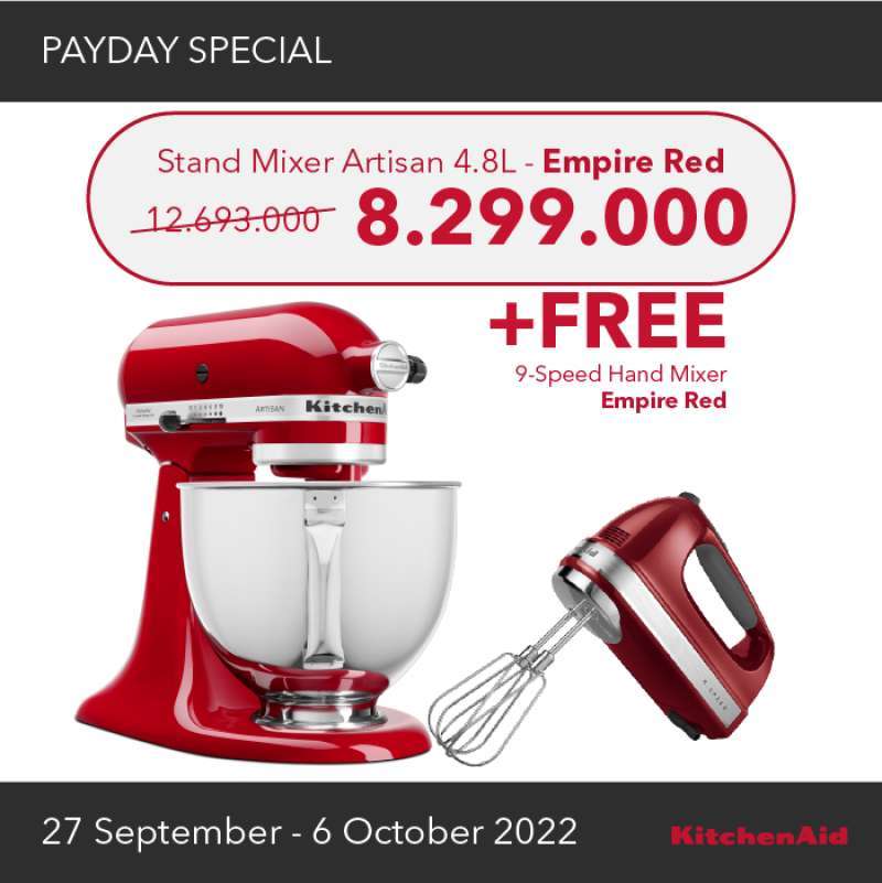 Jual KitchenAid Artisan Series 4.8 L Stand Mixer Merah FREE Hand Mixer