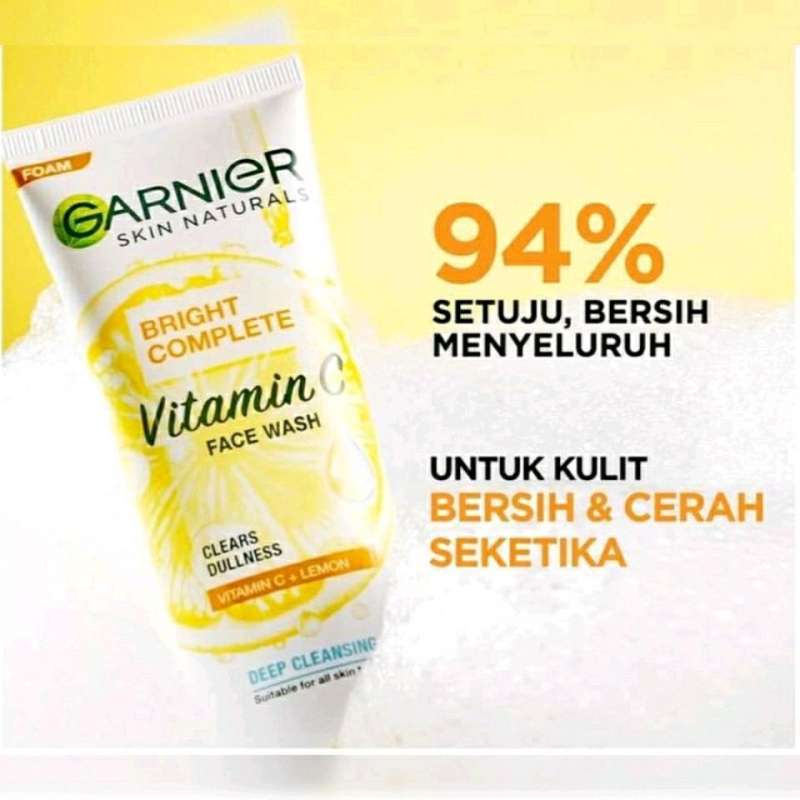 Jual Garnier Bright Complete Vit C Facial Wash 100ml di Seller