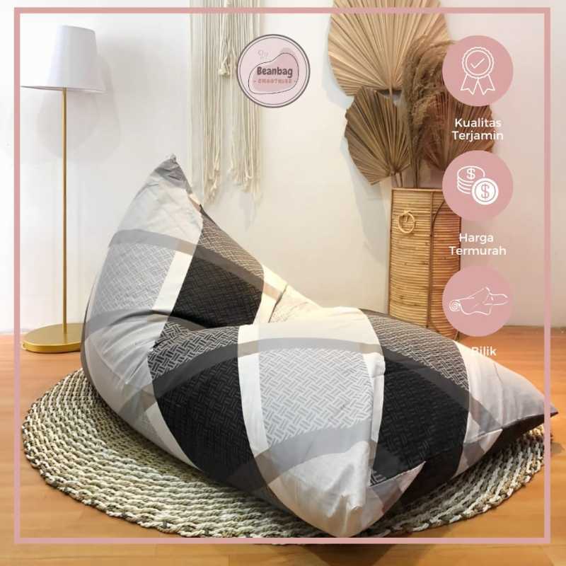Jual Bean bag motif Beanbag Triangle PLUS ISI size LARGE Kain adem