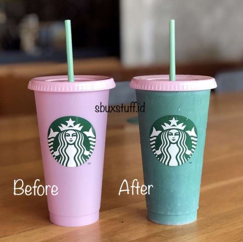 Jual Tumbler Starbucks Color Changing 24Oz Pink To Matcha Green di