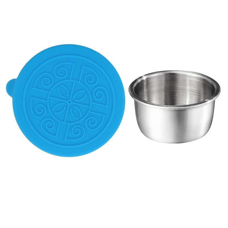 Jual Stainless Steel Dipping Sauce Cup with Lid for Home Outdoor Blue