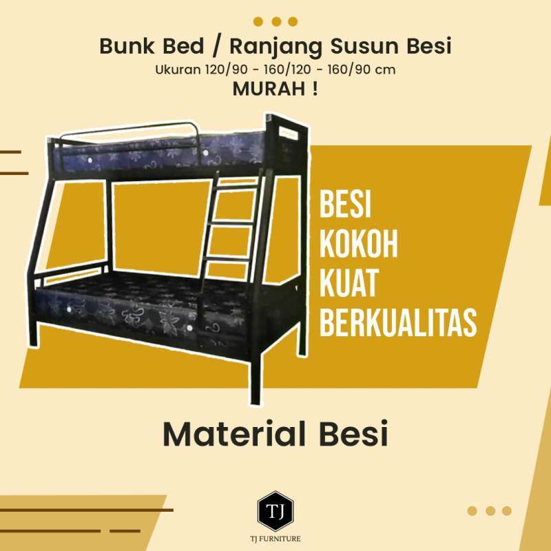 Jual Ranjang Susun Besi Bengkok / Tempat Tidur Tingkat Besi / Dipan