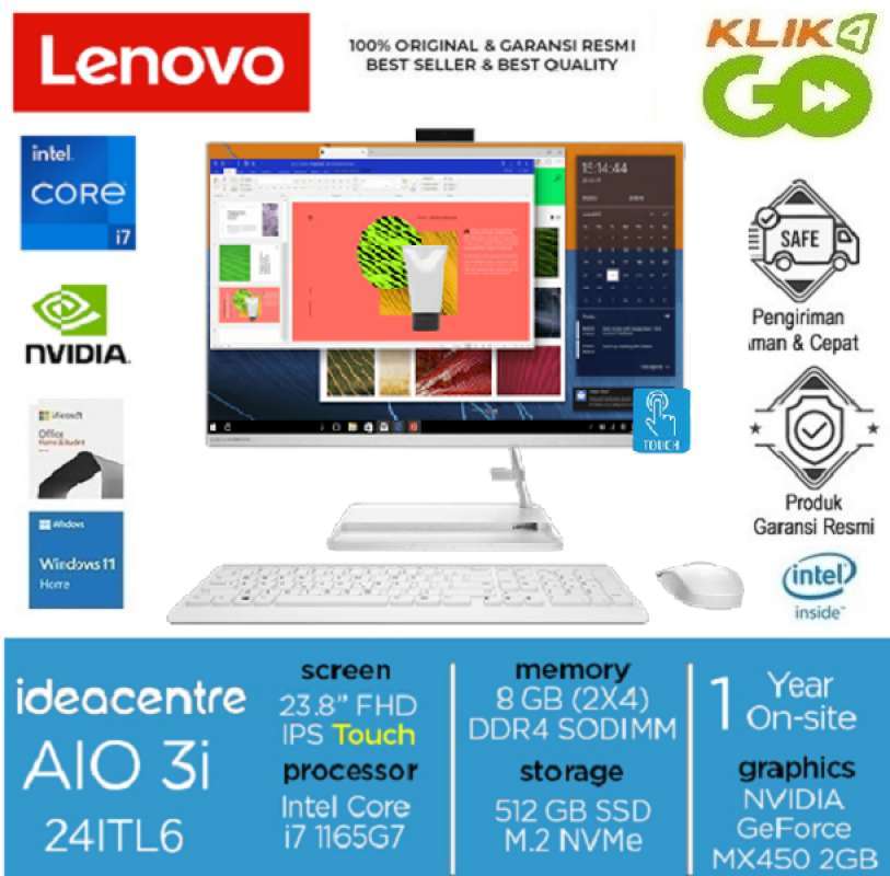 Jual LENOVO IdeaCentre AIO 3 24ITL6 - i7-1165G7 - RAM 8GB - 512GB SSD ...