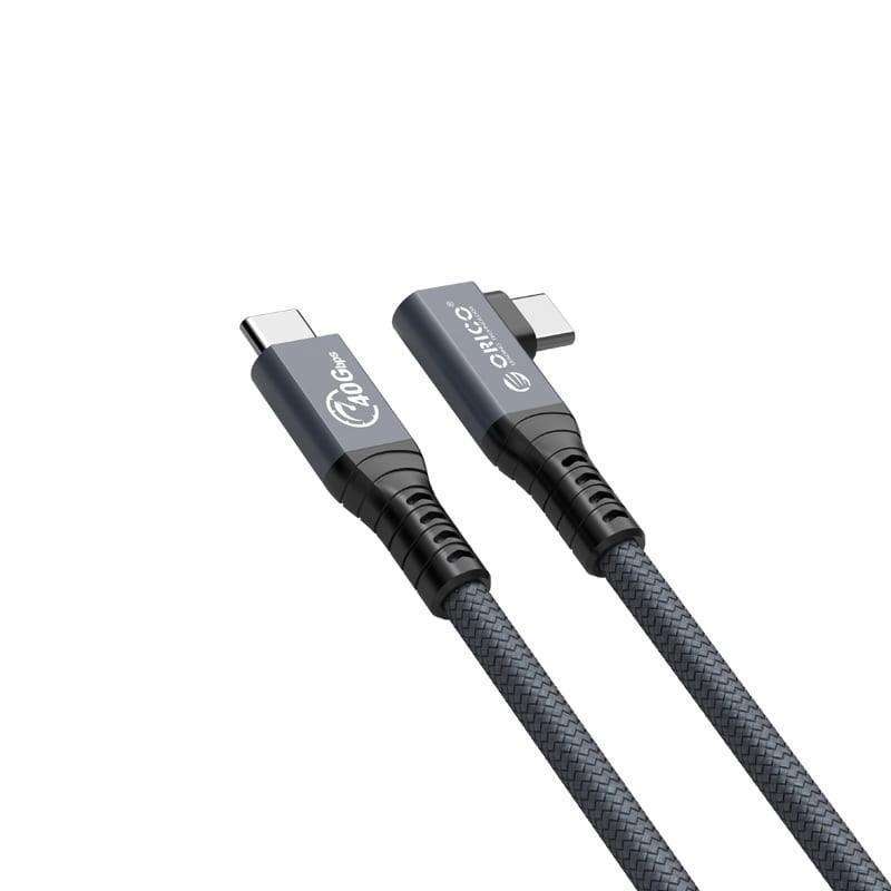 ORICO Kabel voor Thunderbolt 4, compatibel met Thunderbolt 3/USB4, overdrachtssnelheid 40Gbps, 8K @60Hz (twee displays 4K @60Hz) met PD 100W (20V/5A) voor pc, eGUP en laptops (rechterhoek, 0,8 m