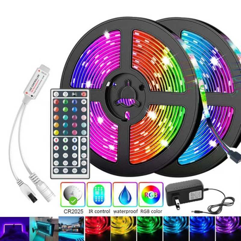 Jual Bagus 54D Led Strip RGB 5050 IP65 12V Remote 10M 2 Cabang Lengkap ...
