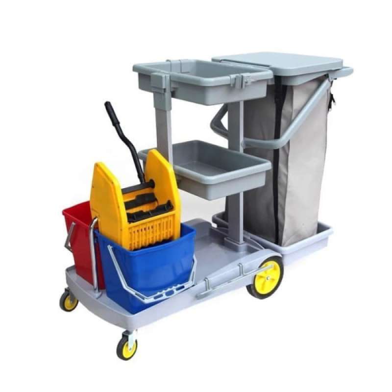 Promo Janitor Cart With Double Bucket Besar /Trolley Cleaning /Troli