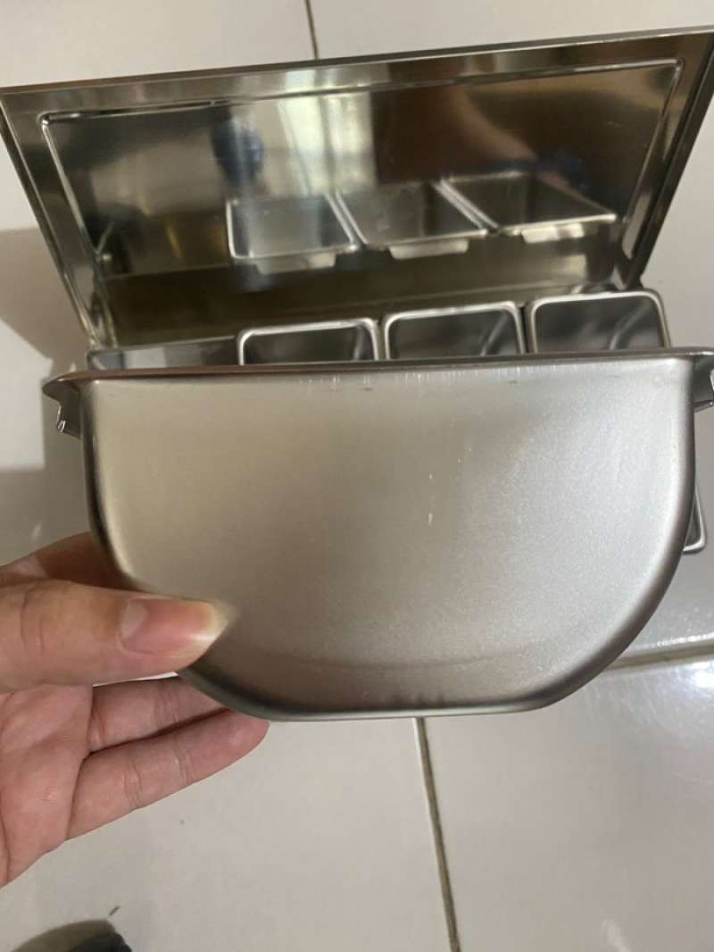 Promo condiment holder 6 compartment stainless steel tempat garnish