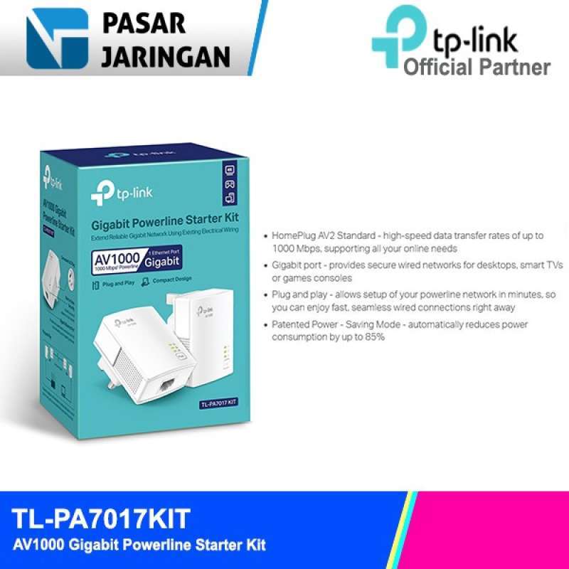 Jual Tp-link Tl-pa7017kit / Pa7017 Kit Av1000 Gigabit Powerline Starter ...