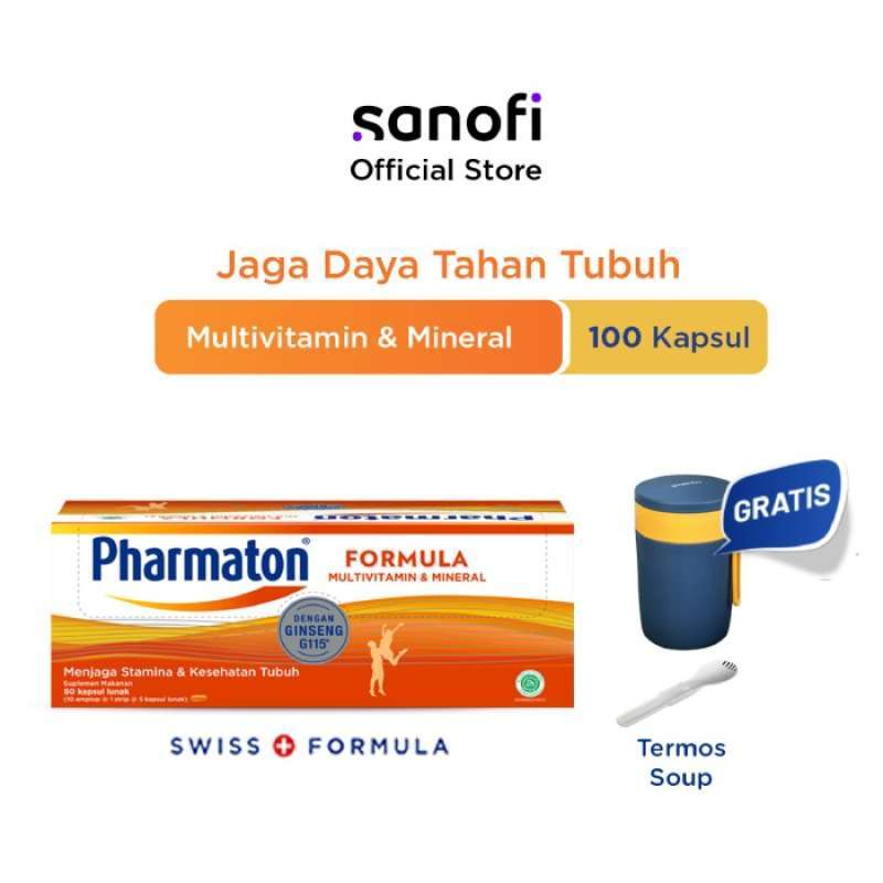 Jual Pharmaton Formula 100s Multivitamin Jaga Stamina + FREE Termos