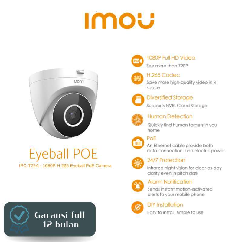 Jual IMOU Eyeball POE IPC T22A IP Camera CCTV Indoor Night Vision 1080P ...