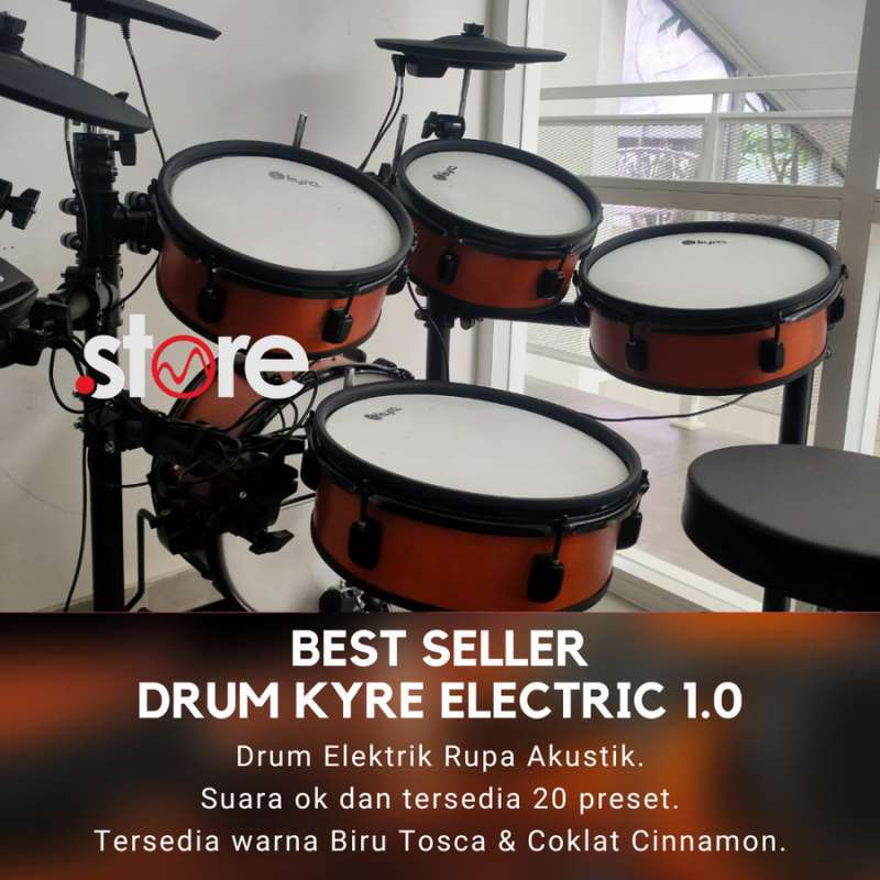 Jual Drum Elektrik Kyre E Series Biru & Coklat + Kursi + Pedal di