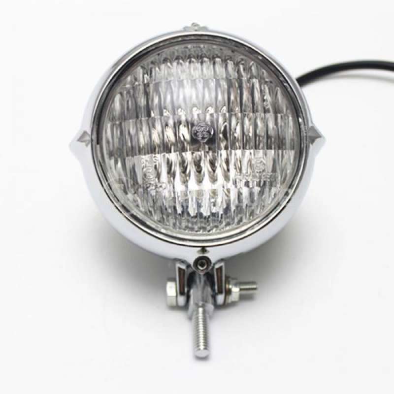 Mofomotor 4.5" Chrome Bates Style Motorcycle Headlight – Halogen For Harley Chopper Bobber