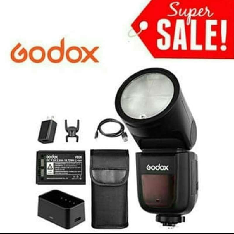 Jual Godox V1 Flash Round Head For Fujifilm With Lithium Bqttery Black