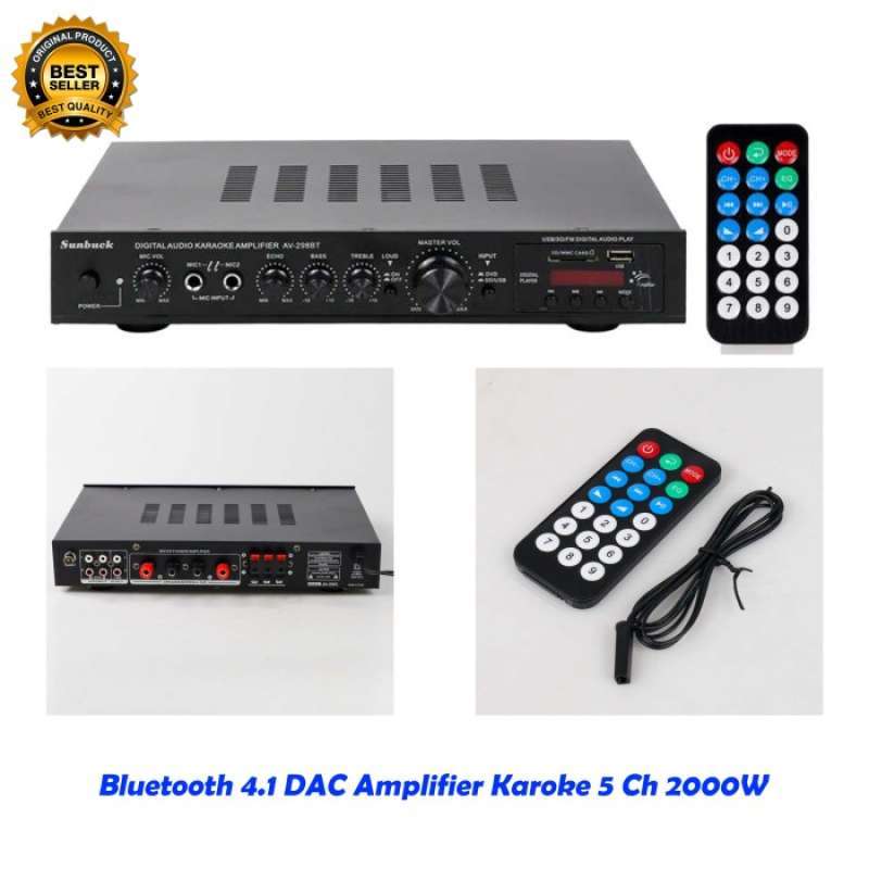 Jual Terbaik Audio Amplifier Bluetooth 4.1 Dac Karaoke 5 Ch Remote