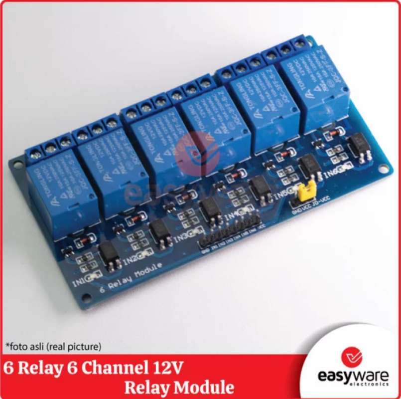 Jual Relay Module 6 Channel 6 Relay Module Low Trigger 5V 12V Dc di ...