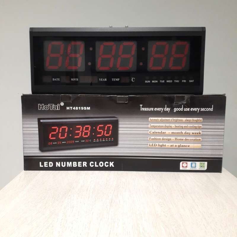 Promo Led Number Clock Ht4819sm Hotai / Jam Dinding Digital Diskon 23