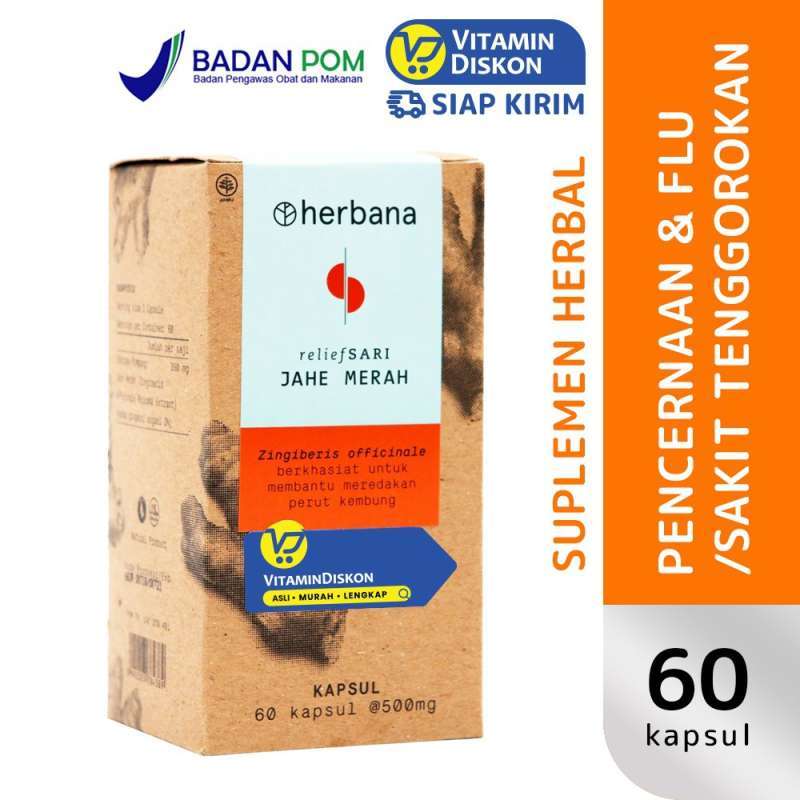 Jual Herbana Relief Sari Jahe Merah 60 Caps Suplemen Herbal Meredakan
