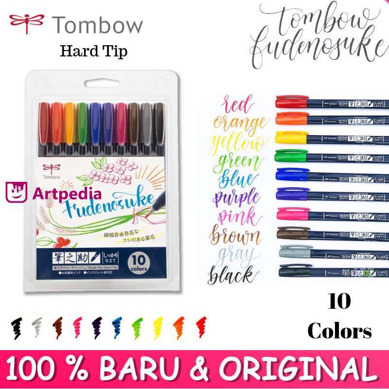 Jual Tombow Fudenosuke Brush Pen Hard Tip Colors Set 10 Fudenosuke