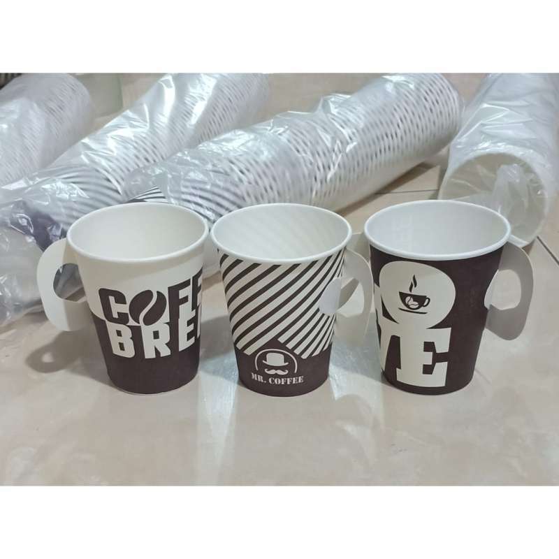 Promo PAPER CUP GELAS KERTAS KOPI HANDLE / GAGANG 9 OZ 9OZ TANPA TUTUP ...
