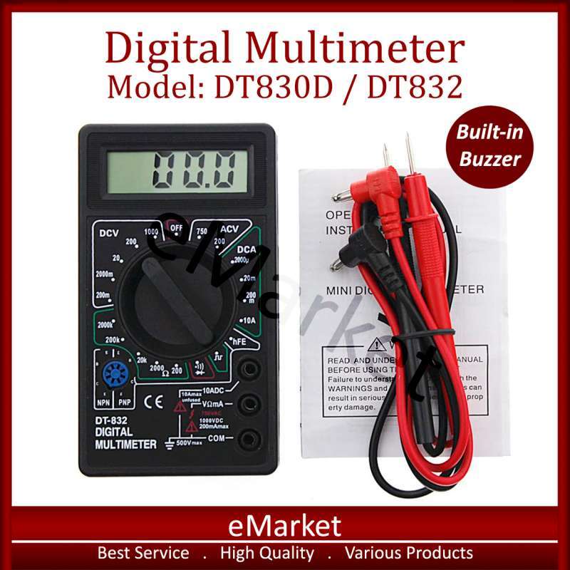 Tester Digitale Multimetro DT832 &ndash; Multifunzione Con Puntali E Cavi, Nuovo
