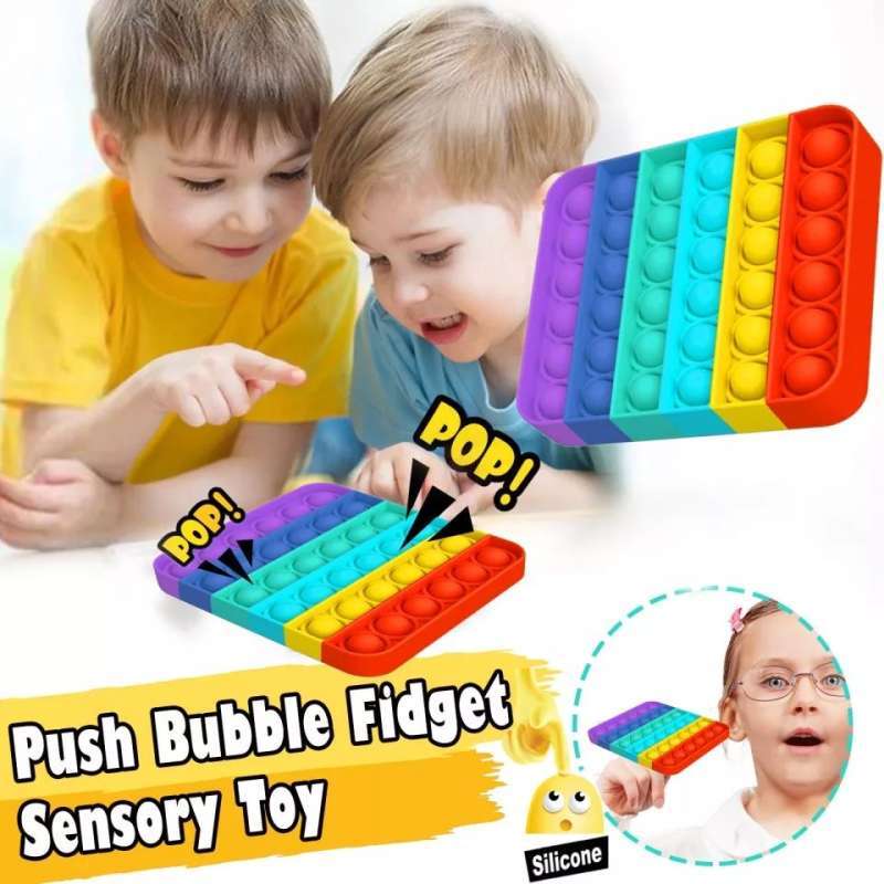 √ Push Bubble Sensory Pop It Fidget Toy Box Squishy Figet Stress