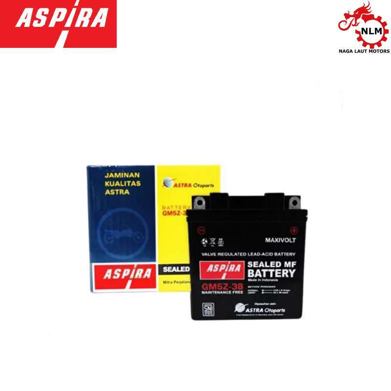 Jual ASPIRA Aki Kering Grand Mio Shogun Supra MegaPro GM5Z-3B di Seller