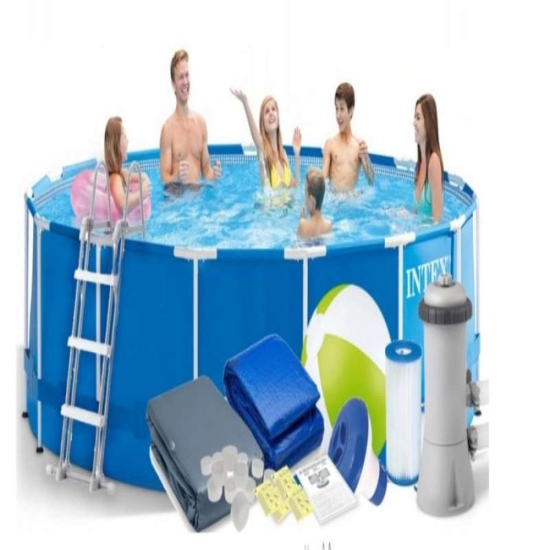 Jual INTEX 28242 KOLAM RENANG KELUARGA METAL FRAME POOL SET FILTER PUMP