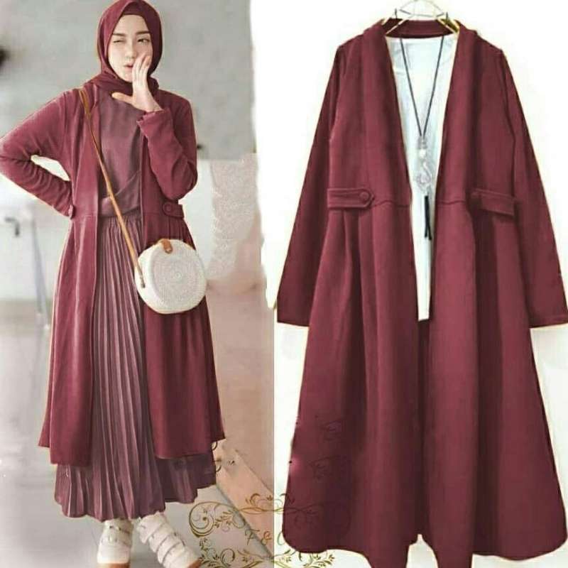 Promo Baju Cardigan Wanita Vika Long Cardy Outer Dress Muslim