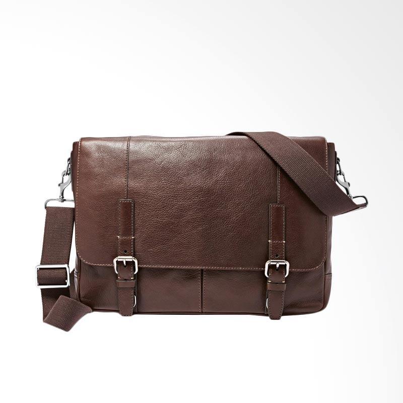 Jual Fossil  Graham Leather Messenger Tas  Pria  Dark Brown 