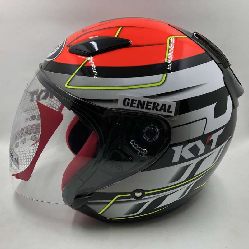 Jual Helm KYT DJ Maru Motif 13 Black Re   d Fluo Yellow Fluo Half Face di