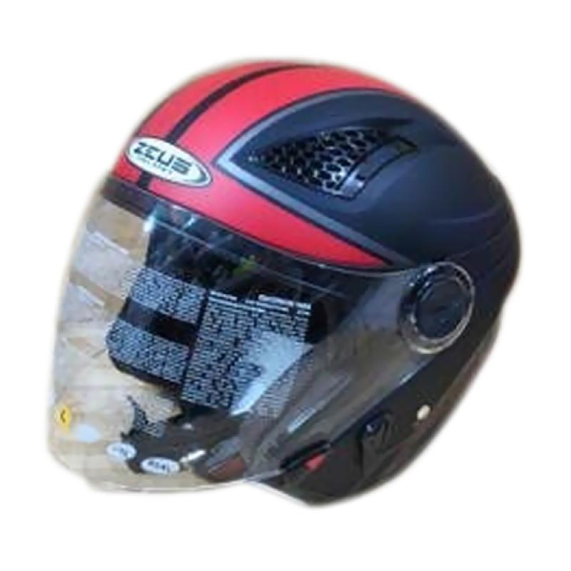 Jual Zeus ZS610 0017 Helm Half Face Matt Black Red di Seller Toko Helmku Official Store