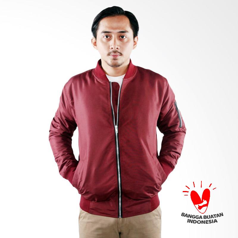 Jual FG Clothing Jaket Bomber Polos Pria Maroon Online 