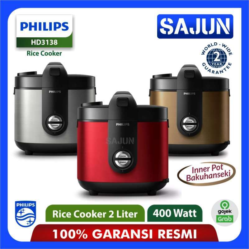Jual Philips HD3138 Premium Rice Cooker 2 Liter Silver Black di