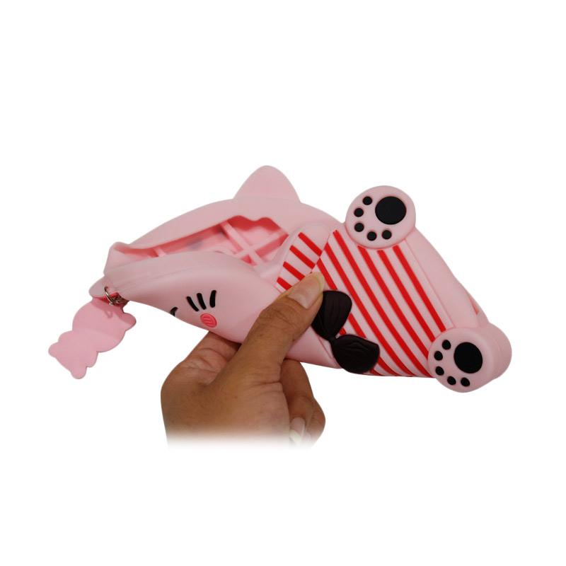 Jual QCF Softcase 4D Karakter Kucing Lucky Cat Pink Silicone 4D Casing