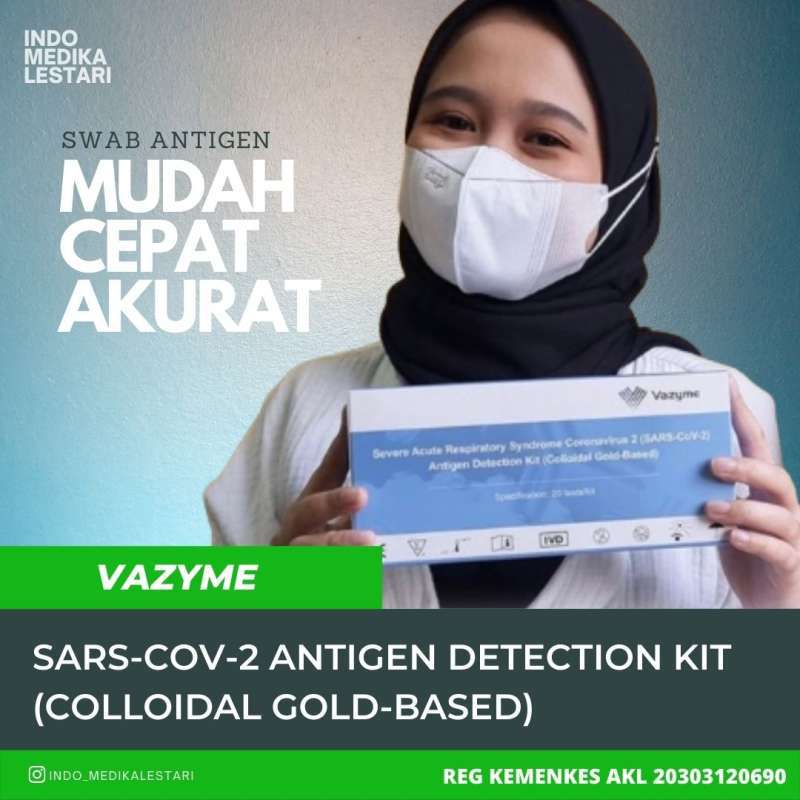 Jual Test Swab Antigen V A Z Y M E Kemenkes Original (1 Box20Pcs) di
