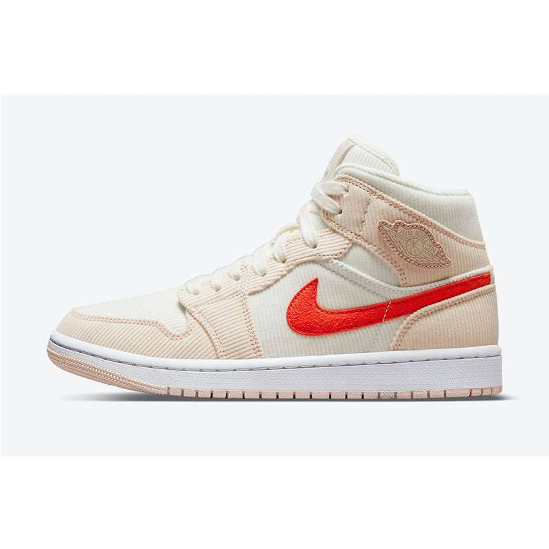 Jual NIKE Air Jordan 1 Mid Corduroy Sail Orange Women Sizing 12 di