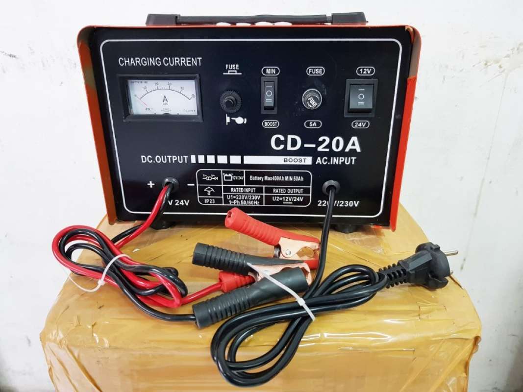 Promo Charger Aki 20 Ampere bisa accu 12v & 24v Merk ROCIA / baterai
