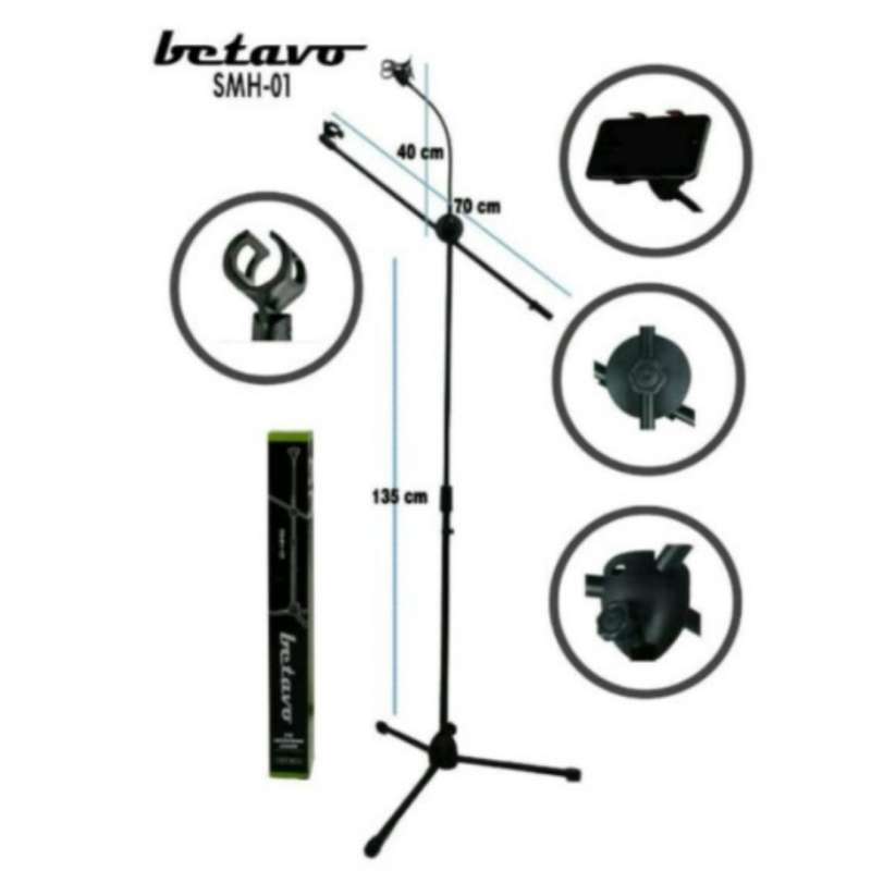 Promo Stand Mic Betavo SMH 01 Plus Holder Handphone Tripod- di Seller