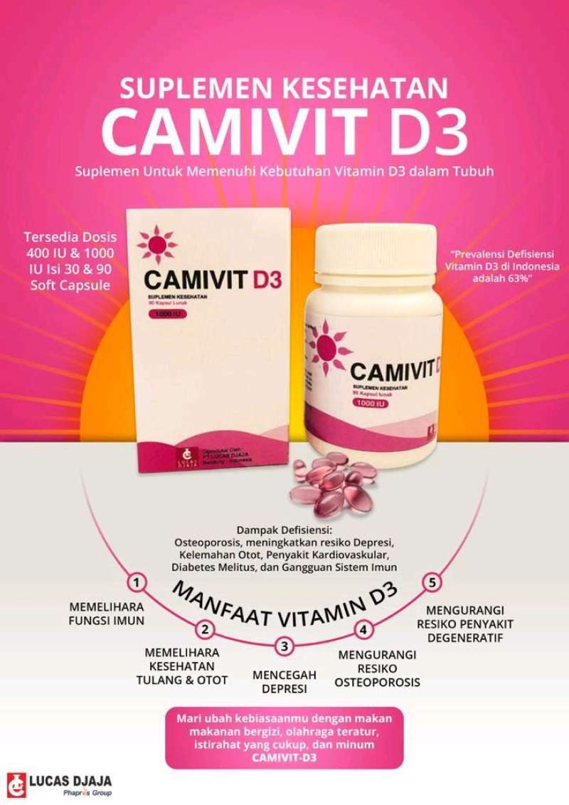 Jual Camivit D3 1000 Iu Vitamin [30 Kapsul// Expired 2023/ Original] Di