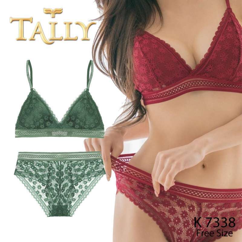 Promo TALLY Bra Set Tanpa Kawat Bahan Brokat Busa Tipis Cup B Bh Set