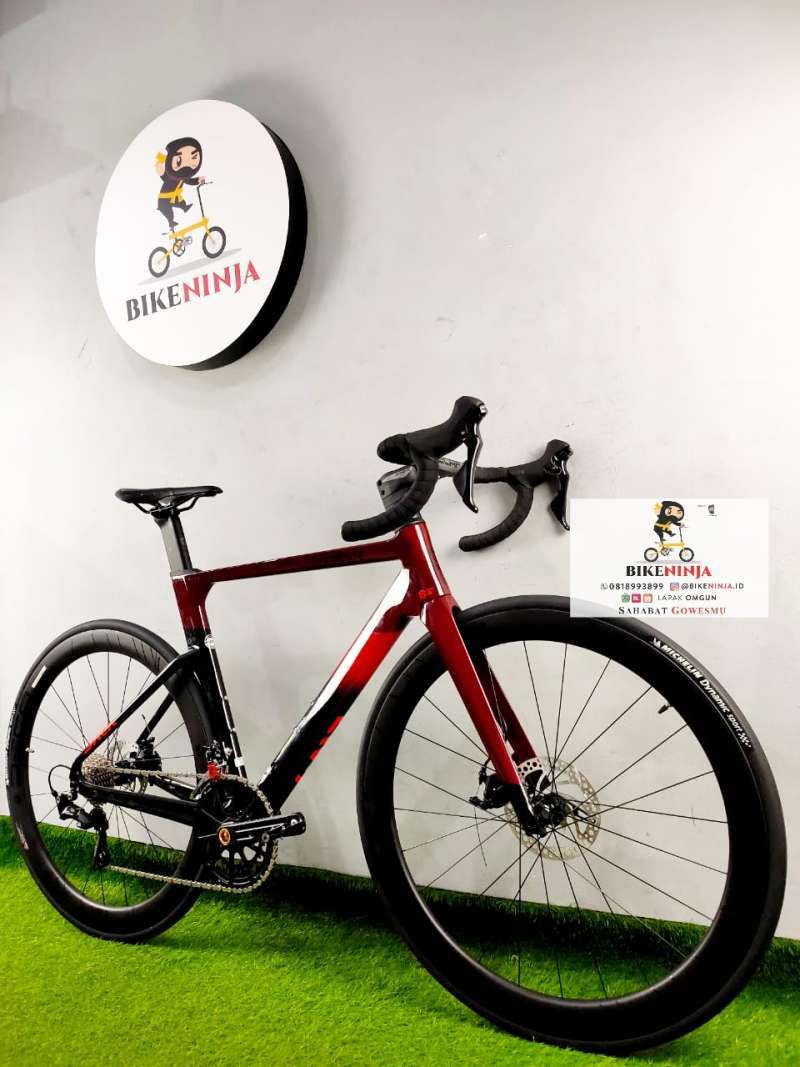 Jual JAVA FUOCO PRO 2022 VERSI WHEELSET CARBON ROAD BIKE UCI SEPEDA BALAP AERO RED 48 di