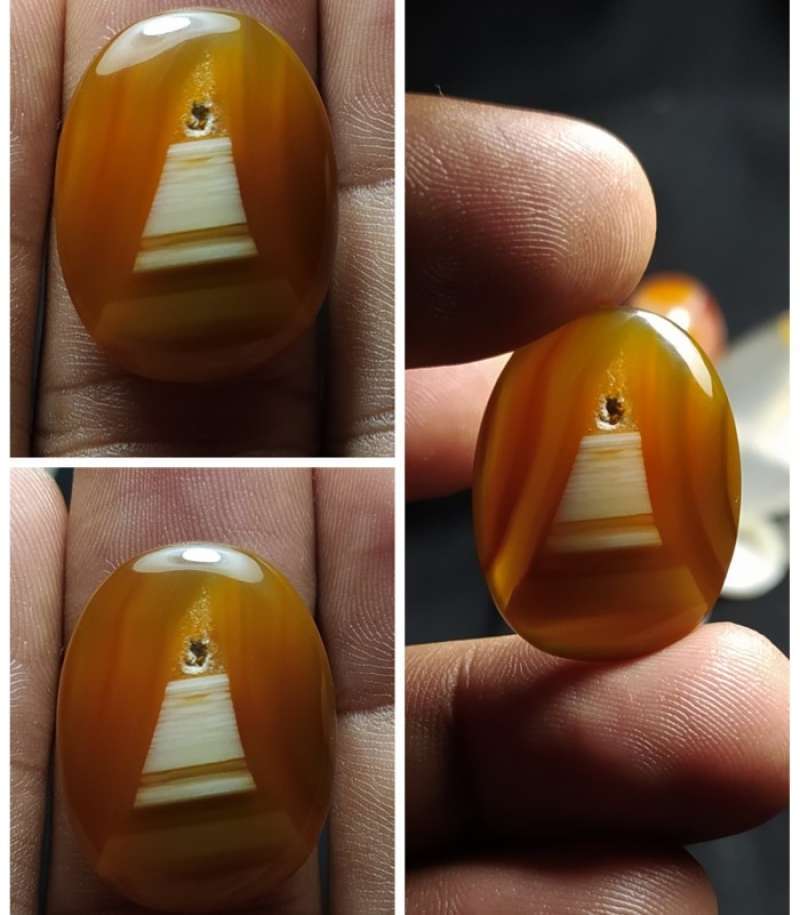 Jual Natural Batu Akik Motif Gambar Stupa Candi Lilin Antik di Seller