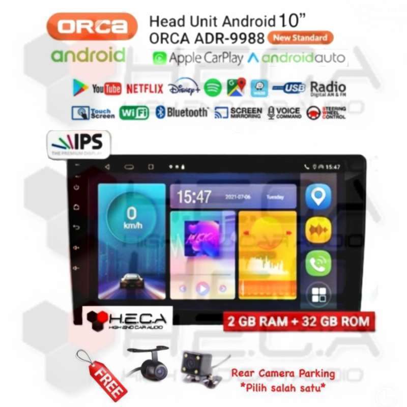 Jual ORCA ADR9988 New Standard 10 Apple CarPlay & Android Auto Head