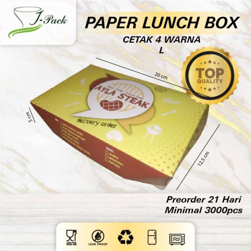 Promo Paper Lunch Box / Kotak Makan Kertas (L) CETAK BRAND Diskon 9