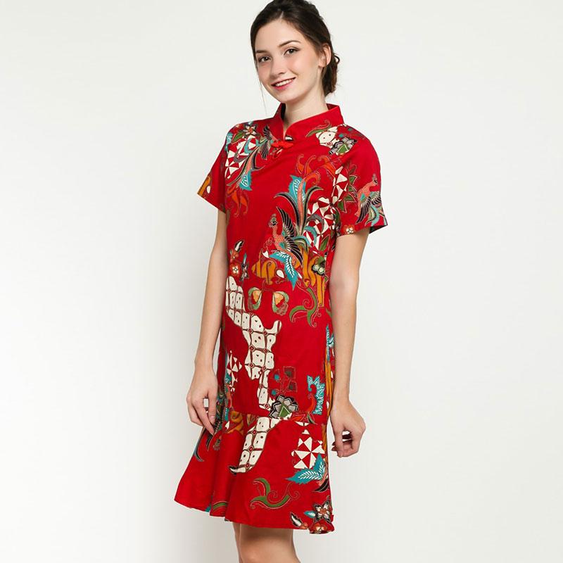 Jual Ben & Bella D07 Cheongsam Bunka Ruffle Batik Dress