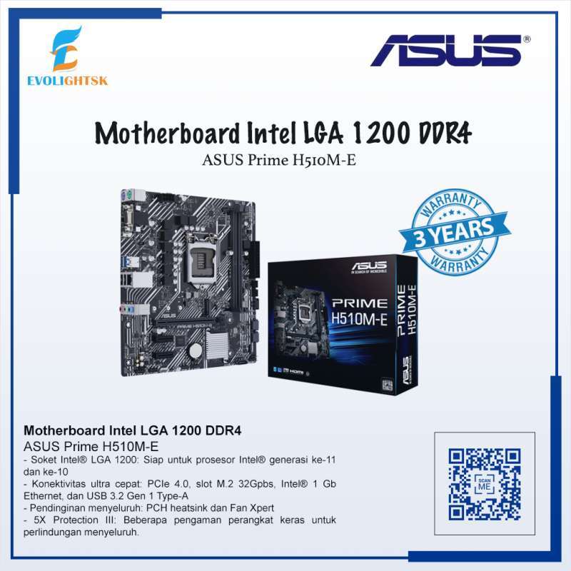 Jual ASUS Prime H510M E Motherboard LGA 1200 Intel H510 ME DDR4 SATA 3