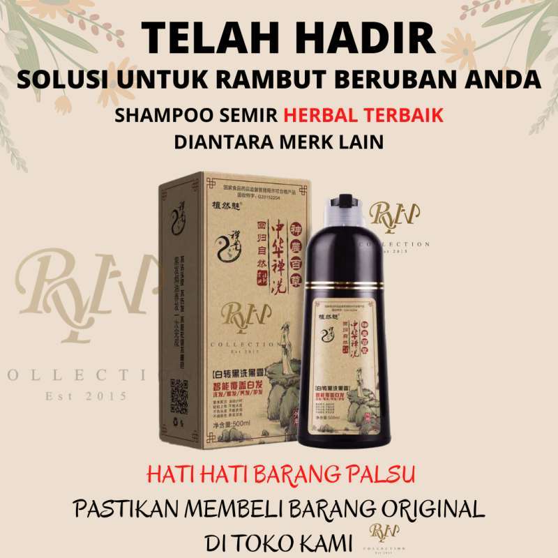 Promo Shampo Zhi Ran Mei Cat Rambut Pewarna Natural Hitam Original