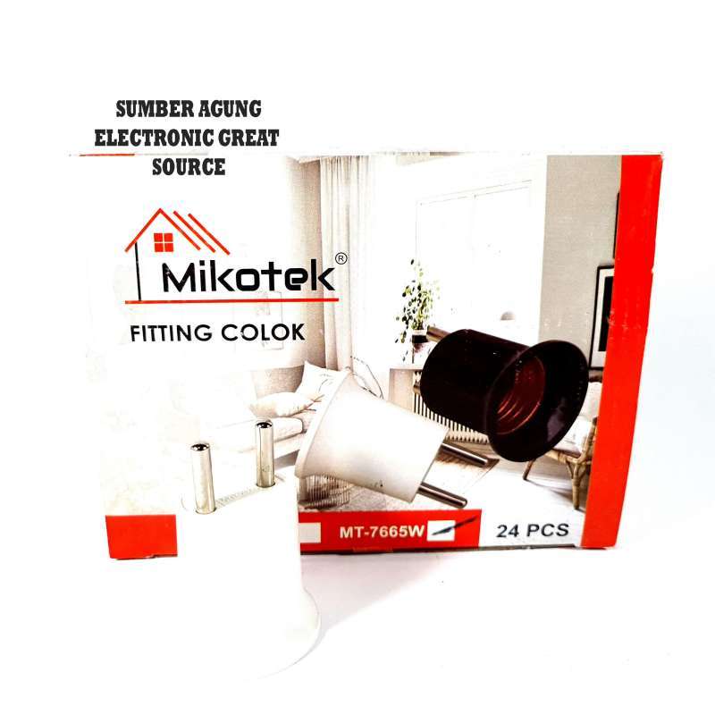 Jual Mikotek MT7665W Fiting Colok Lampu Langsung Ke Stop Kontak E27 Putih di Seller SumberAgung