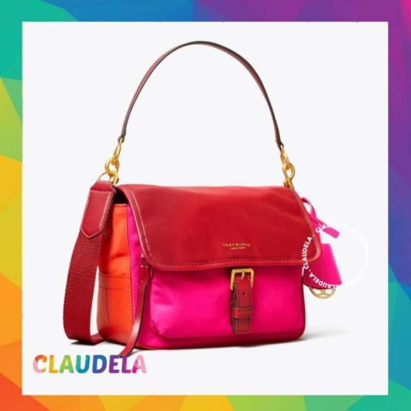 Jual TORY BURCH Perry Nylon Crossbody in Colorblock Redstone/Bright